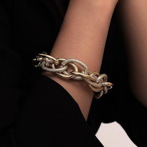 Ladies Gold Plated Chunky Chain-Link Bracelet